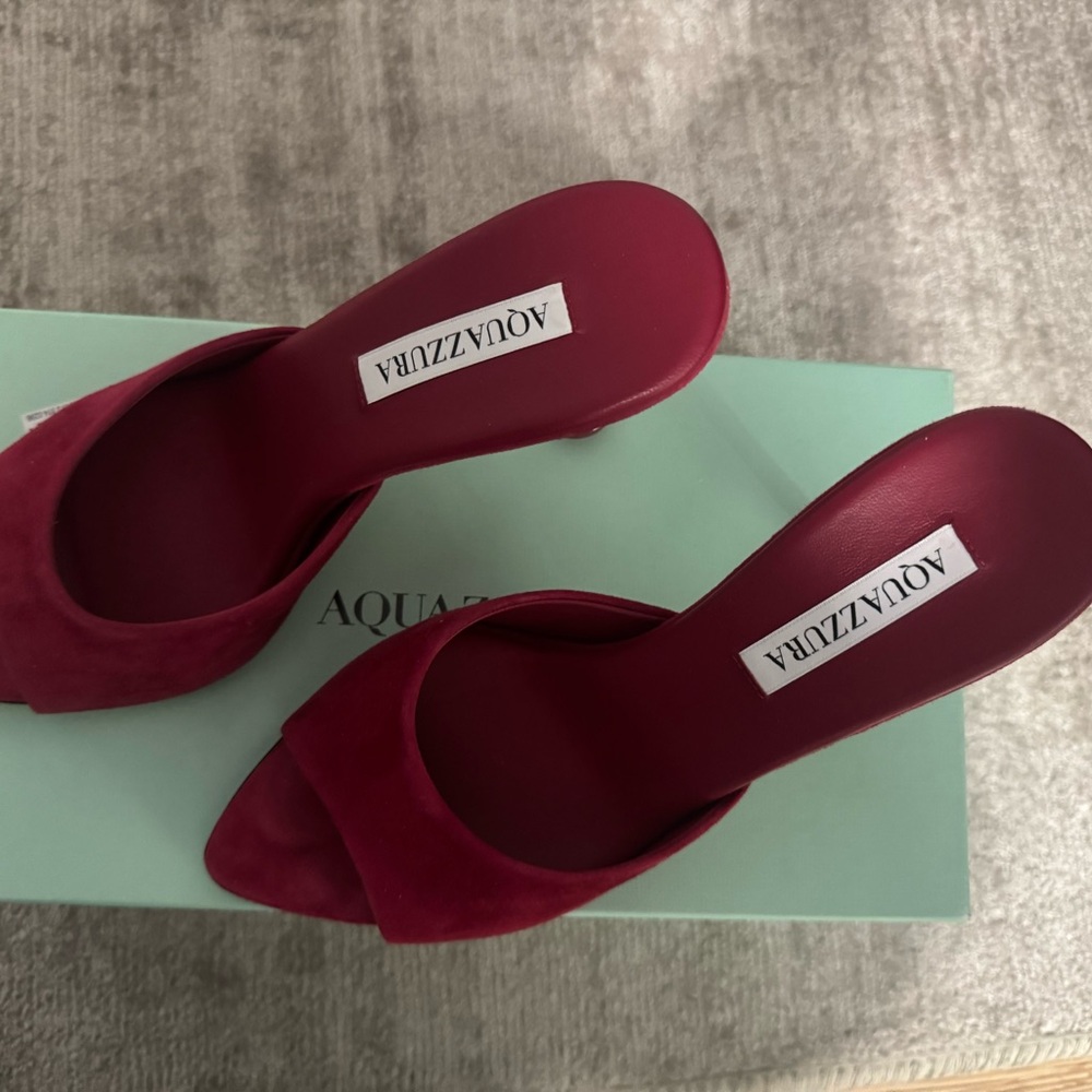 Aquazzura Burgundy Open-Toe Heels NEW W TAGS - Picture 2 of 5
